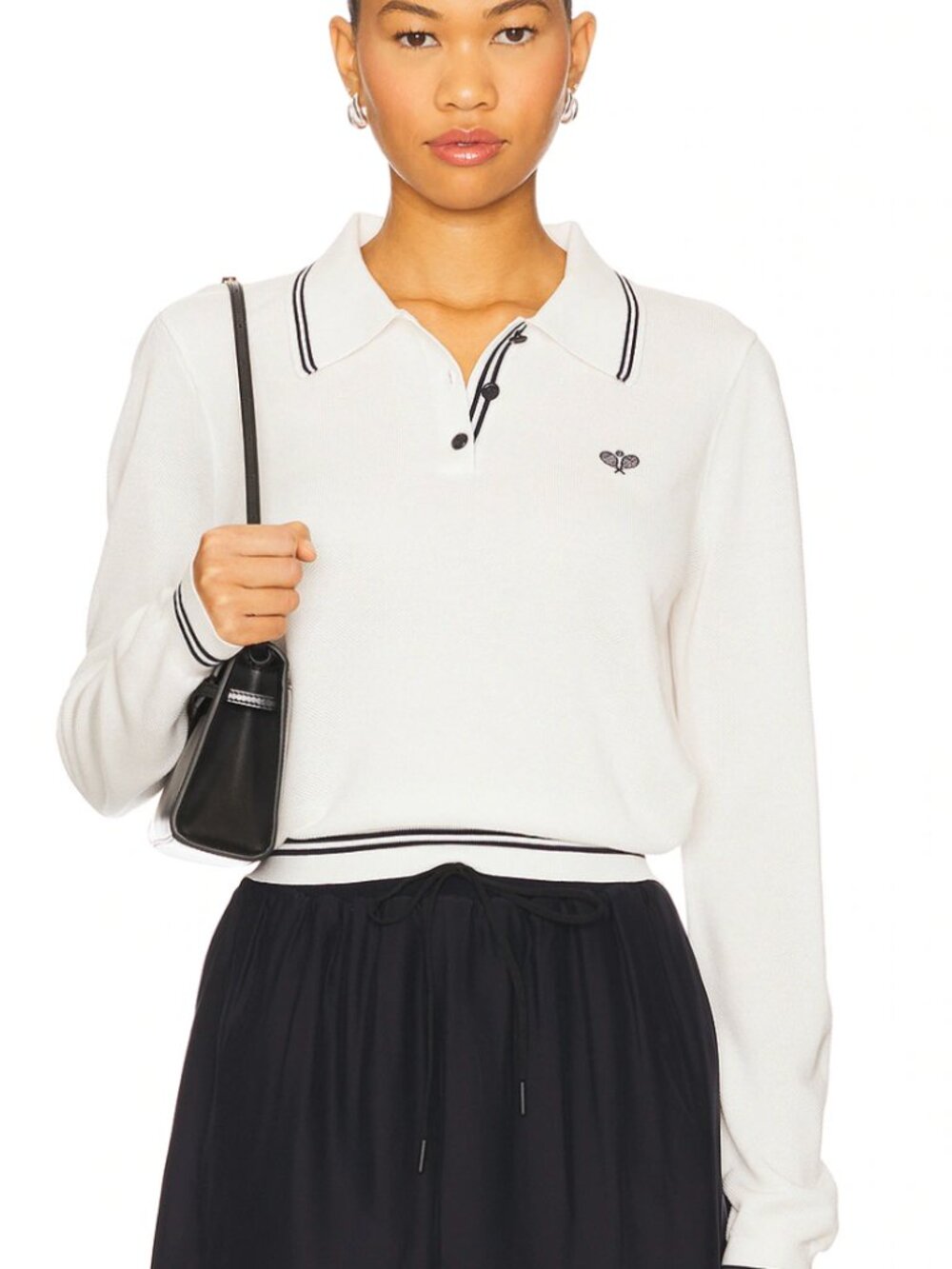 Frame Long Sleeve Tennis Polo Knit Sweater Top size Small NWT